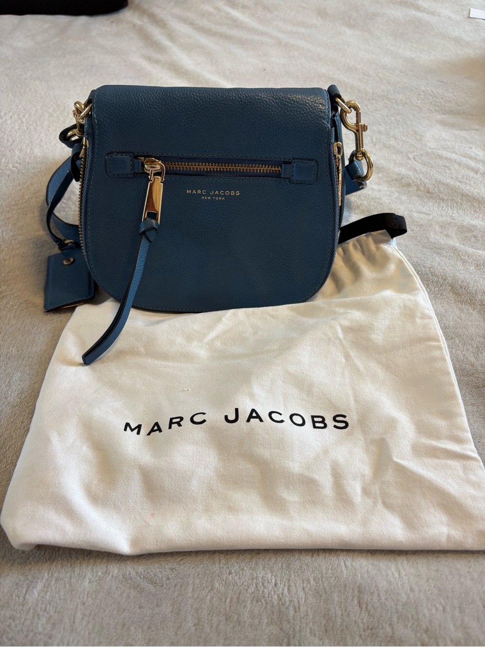 Marc Jacobs Teal Blue Leather Crossbody with Gold Hardware (comes with dust bag)